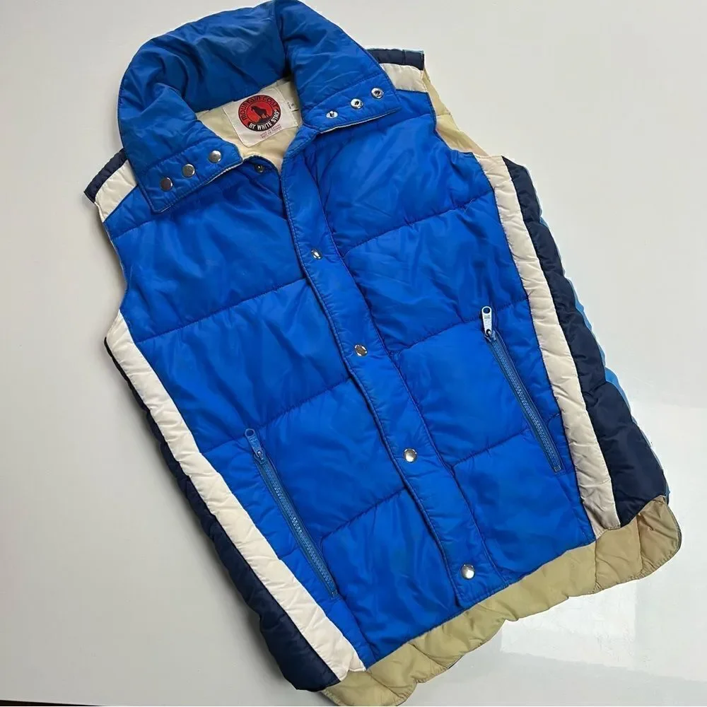 Men’s Vintage 1970s Cobalt Blue Kelso Down Puffer Vest